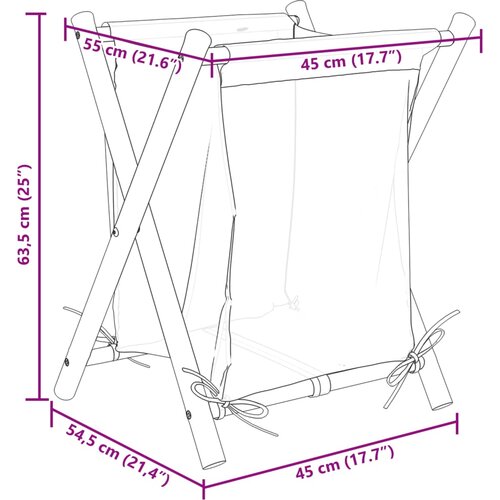 VidaXL Ko&amp;scaron;ara za rublje krem bijela 45 x 55 x 63 5 cm od bambusa Slike