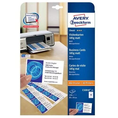 Avery Zweckform Vizitke 85 x 54 mm, 185 g/m&amp;sup2; Slike