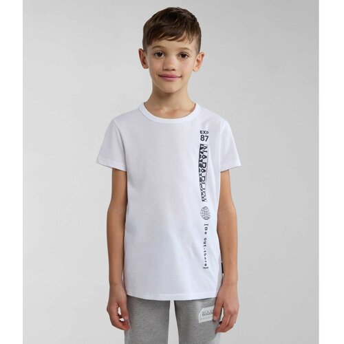 Napapijri majica za dečake k s-hudson bright white 002 NP0A4HR90021 Slike