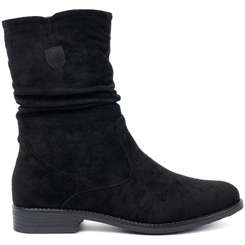 Shelvt Classic black ankle boots with a ruffled upper Cene