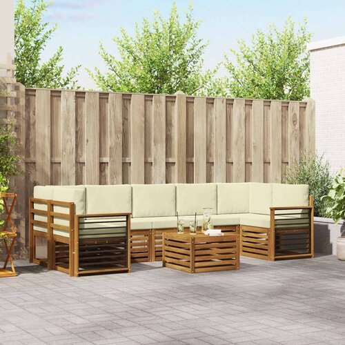  Set vanjskih sofa 8 kom. Prirodna i krem Čvrsto drvo akacije Cene