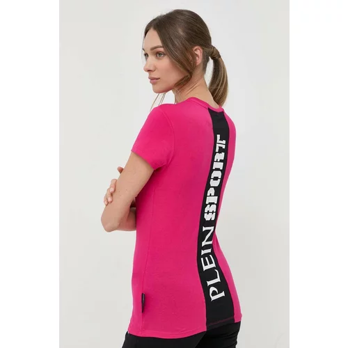 Plein Sport Bombažna kratka majica roza barva