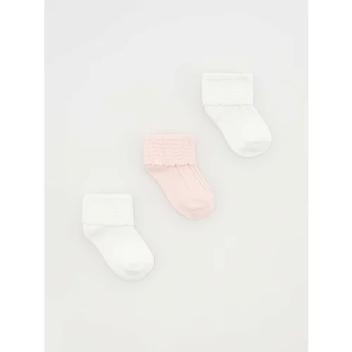Reserved - Komplet od 3 pari čarapa s visokim udjelom pamuka - pastelnoružičasto