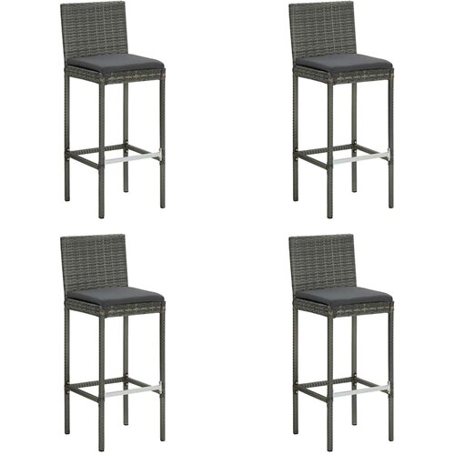  5-dijelni vrtni barski set od poliratana s jastucima sivi Siva 100 cm table length Slike