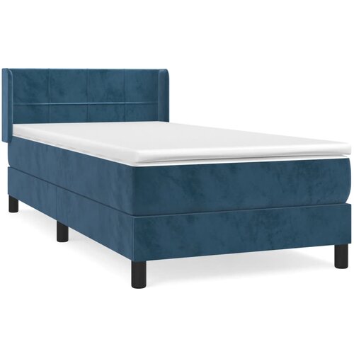 VidaXL Box spring postelja z vzmetnico temno moder 90x190 cm žamet, (20900507) Slike