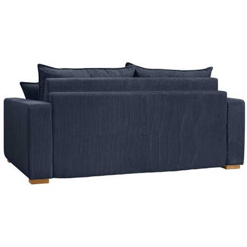 Bobochic Paris Temno modra raztegljiva sedežna garnitura iz rebrastega žameta 225 cm Augustin &amp;ndash; Slike