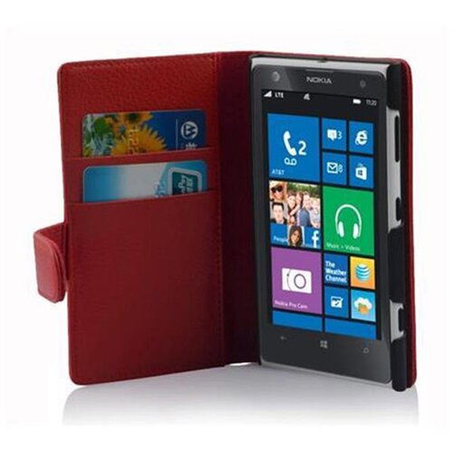 Cadorabo Ohi&scaron;je, združljivo z Nokia Lumia 1020 v rdeče sladkorno jabolko - Za&scaron;čitni ovitek iz teksturiranega umetnega usnja in žep za kartice, (20552283) Cene