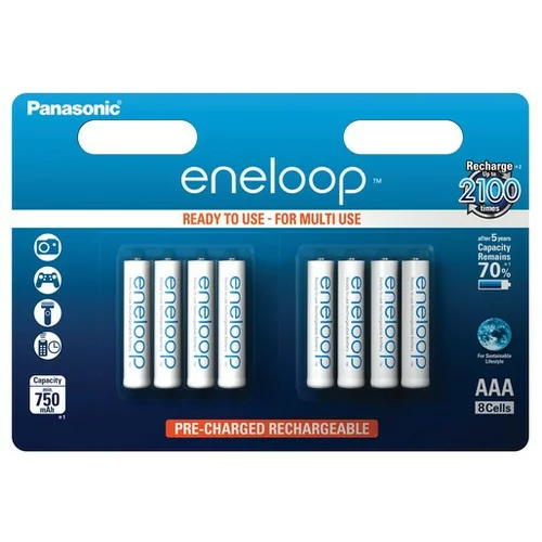 Panasonic Eneloop baterija AAA, 8 kos