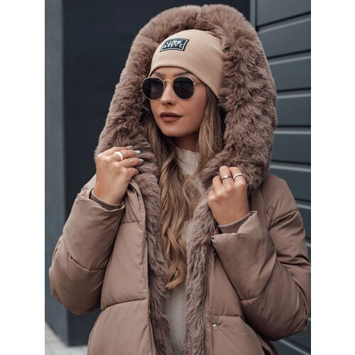 DStreet Women&amp;#039;s winter jacket FURSOFT quilted with hood dark beige Slike
