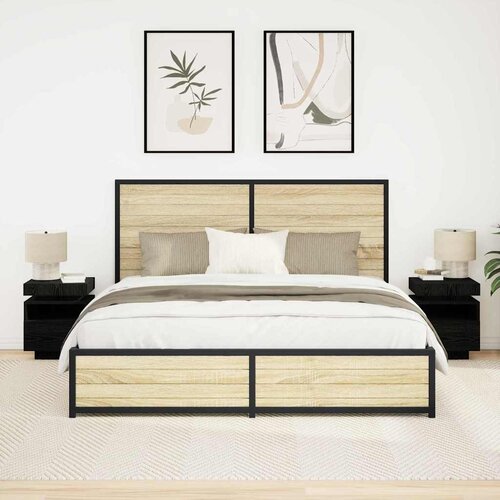  Noćni ormar s ladicama 2 pcs Crni hrast 40 x 39 x 48,5 cm Cene