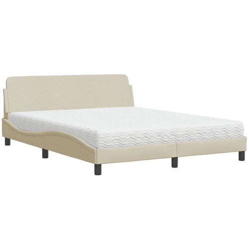 VidaXL Krevet s madracem krem 160x200 cm od tkanine Slike