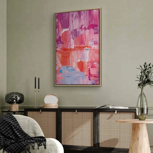  Slika - Colorful Contrasts - Energetic Color Transitions in Shades of Pink 80x120 U prirodnom drvenom okviru Slike