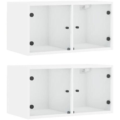 Maison Chic Stenska omarica - Zidna omarica s steklenimi vrati 2 kosa bela 68,5x37x35 cm iu553, (22063275) Cene