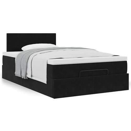 VidaXL Otomanski krevet s madracem crni 120x200 cm bar&amp;scaron;unasti Slike