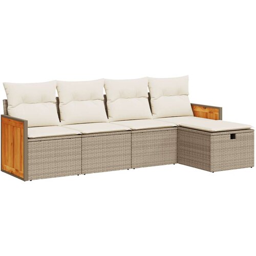 vidaXL 5-dijelni vrtni set sofa s jastucima bež od poliratana Cijene