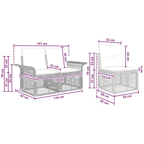  Sjedeća garnitura za vrt 5 kom. Bež poliratan 70,5 x 62 x 70 cm Slike