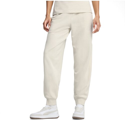 Puma Ženski donji deo trenerke ESS SCRIPT COMFORT, Beli Slike