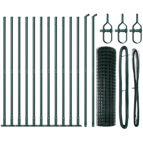 VidaXL Evropska Ograja Komplet 2 Zelena Jeklo, PVC premaz 25 x 1,0 m Slike