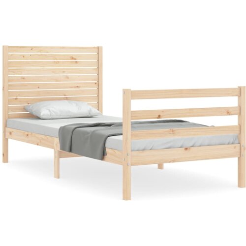 Maison Chic Posteljni okvir - Enojna postelja - Postelja za odrasle z vzglavjem trden les-J16512, (21762803) Cene