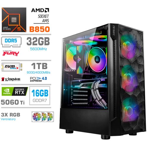MEGA Računalnik MT S7 R5-9600X/RTX5060Ti-16GB/32GB-DDR5/1TB-4.0/750W/Brez OS RGB, (5000130904) Cene