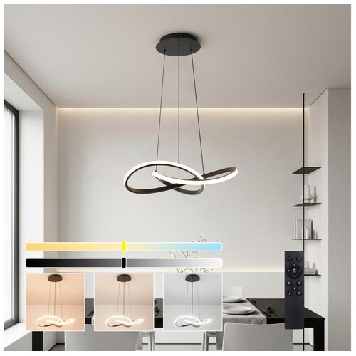 Brilagi LED prigu&amp;scaron;iva luster na sajli INFINITY LED/55W/230V 50x50 cm crna + daljinski upravljač Slike