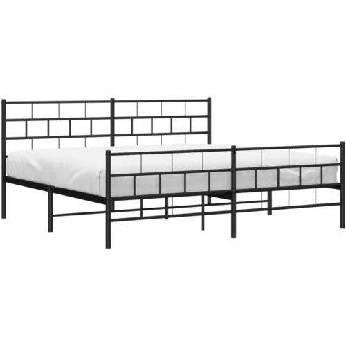  Metalni okvir kreveta uzglavlje i podnožje crni 200x200 cm Slike