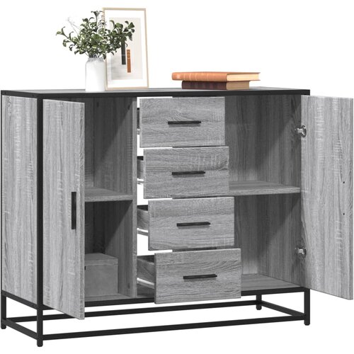 VidaXL Komoda Siva Sonoma 92x35x76 cm Konstruirano drvo Slike