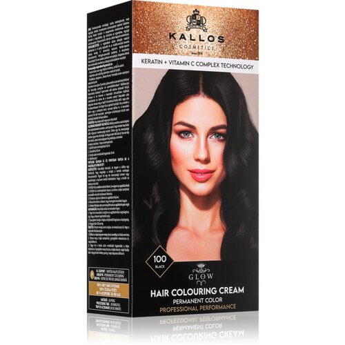 Kallos Glow Lasting Cream Colour permanentna barva za lase odtenek Black 60 ml Cene