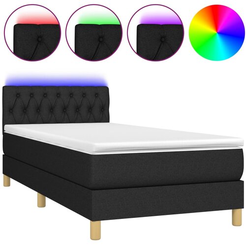 Maison Chic Box spring postelja - Vzmetna postelja z vzmetnico LED črna 90x200 cm blago SL8942, (21906286) Slike