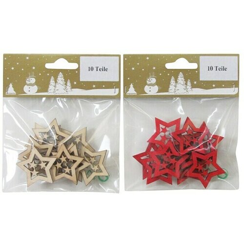 Dekoracija Zvijezda (Promjer: 4 cm, Natur ili crvena, Drvo, 10 -dij.) Cijene