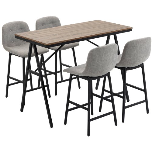 Nesta 5-delni barski set z 4 barskimi stoli, bistro miza, kovina, svetlo rjav, 120x60x91 cm, za kuhinjo in jedilnico, (5000493624) Cene
