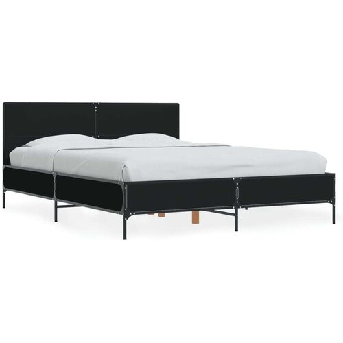  Okvir kreveta crni 140 x 200 cm od konstruiranog drva i metala Slike