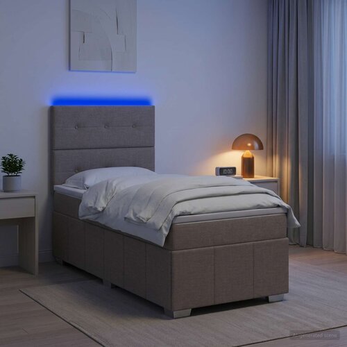  LED okvir za krevet s madracem Sivosmeđa 90 x 200 cm Tkanina Cene