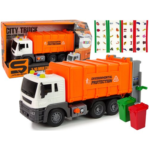  Rubbish Truck Friction Drive Sound Effects Orange 1:16 Segregation Cene