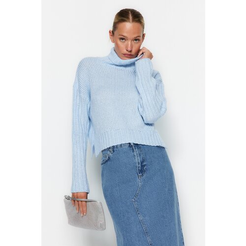 Trendyol Blue Wide Fit Soft Textured Knitwear Sweater Slike