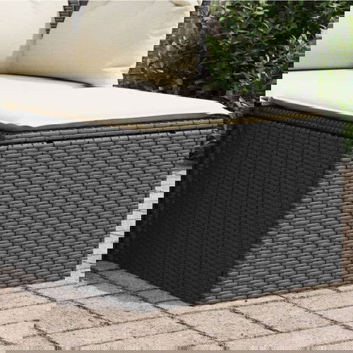  The Living Store Vrtni stolček z blazino črn 55x55x37 cm poli ratan - Vrtni Stolček, (21443981) Slike