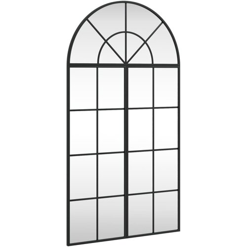 vidaXL Stensko ogledalo črno 60x110 cm obokano železo Cene