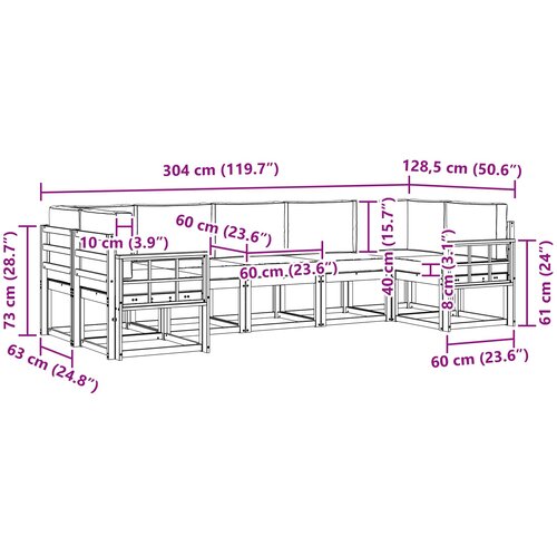  Set vanjskih sofa 7 kom. Prirodna i svjetlosiva Slike