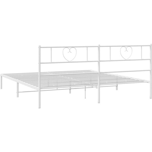  Metalni okvir za krevet s uzglavljem bijeli 193x203 cm Slike