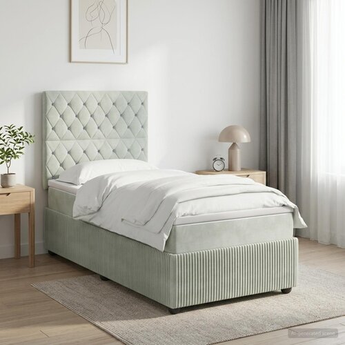  Boxspring krevet s madracem Svjetlosiva 100 x 200 cm Bar&scaron;un Cijene