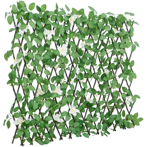 vidaXL Umetni bršljan raztegljiva ograja zelena 186x30 cm