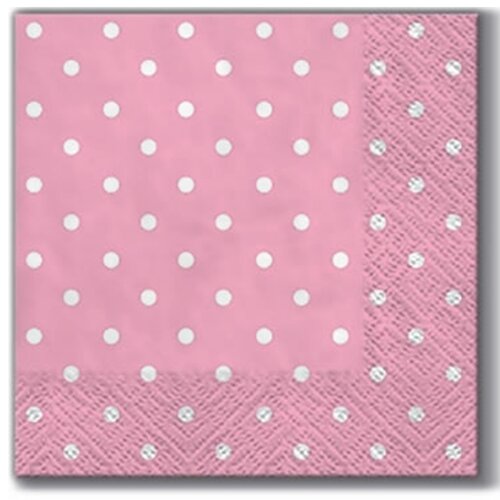 Salvete za dekupaž coctail pink dots - 1 komad Slike