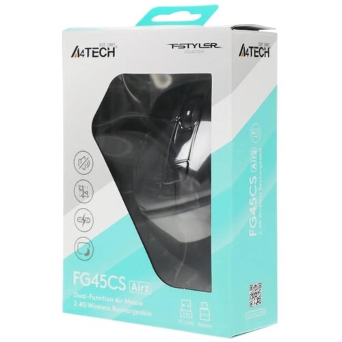 A4Tech bežični mi&amp;scaron; A4-FG45CS AIR, optički, Fstyler, 1000-2000Dpi, USB+Type-C, crni Slike