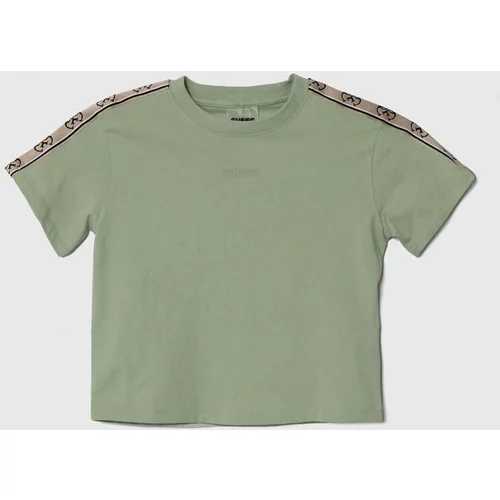 Guess Otroška bombažna kratka majica zelena barva