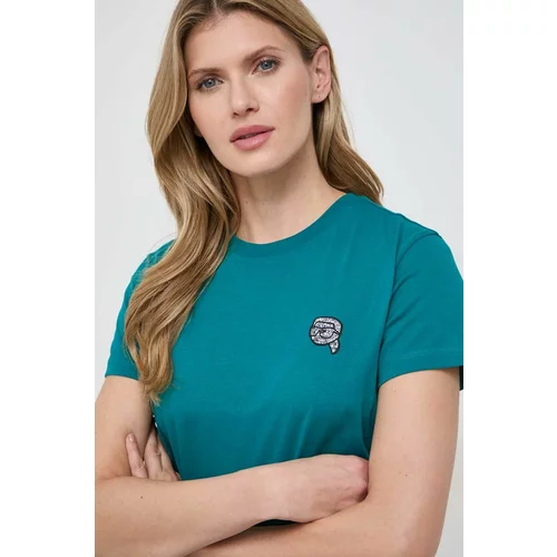 Karl Lagerfeld Pamučna majica za žene, boja: zelena