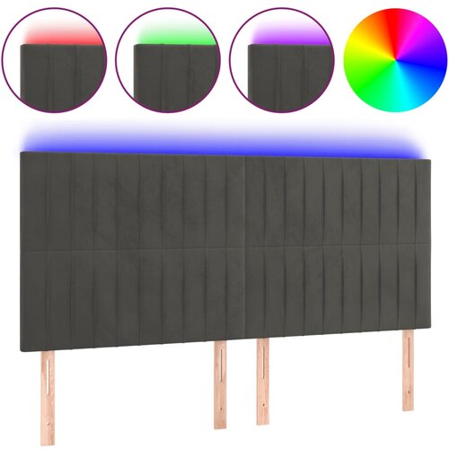 Maison Chic led posteljno vzglavje - vzglavna omarica - nočna omarica temno sivo 160x5x118/128 cm žamet, (21708751) Slike