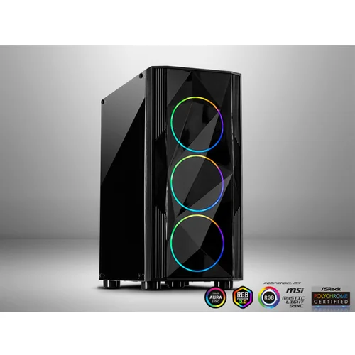 InterTech Case A-3401 ChevronRGB gaming, 3x RGB fans,Acrylic glass front panel