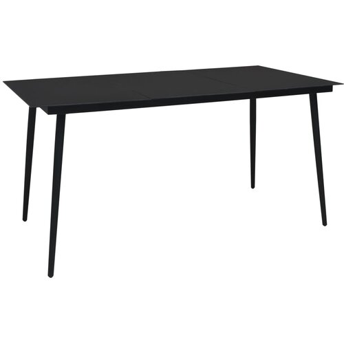 Vrtni blagovaonski stol crni 190 x 90 x 74 cm čelik i staklo Slike