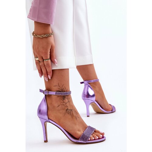 Kesi Women's High heel sandals with rhinestones purple Perfecto Slike
