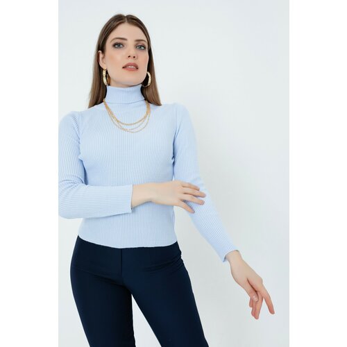 Lafaba Women's Baby Blue Turtleneck Knitwear Sweater Slike